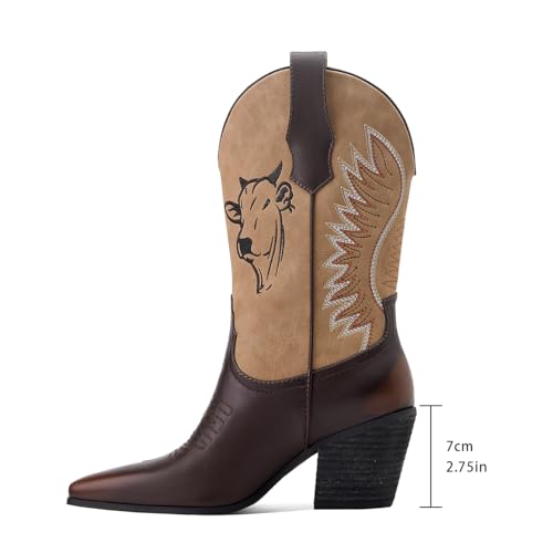 Save 76% on Women's Stylish Mid Calf Cowgirl Boots