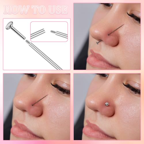 6 Pack Piercing Ball Grabber Tool and 16g Piercing Taper Kit, 316L Stainless Steel Threaded Push in Threadless Labret Tragus Helix Cochlea Pierce Clamps Ear Nose Septum Assistant Tool4