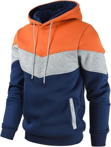 Hoodies for Men Pullover Hooded Sweatshirt with Kange Pocket, Color Block Mens Hoodies Pullover2