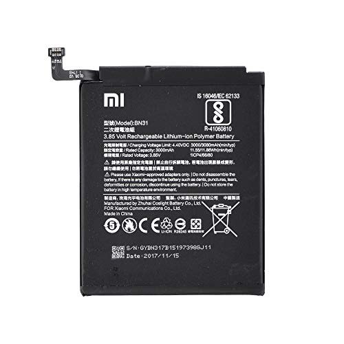 Xiaomi BN31 - Batería original para Xiaomi Redmi Note 5A Prime/Xiaomi Redmi Note 5A Pro/Xiaomi Redmi Note 5A Pro/Xiaomi Redmi Note 5A / Xiaomi Mi 5X / Xiaomi Mi A1