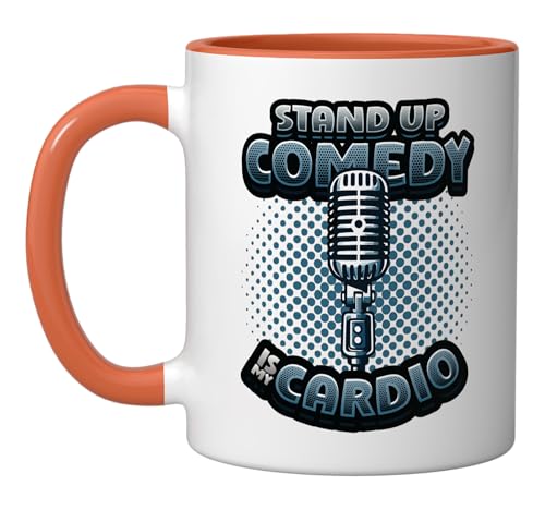 Stand Up Comedy Pun Lover Stand Up Comedian Ceramic Mug, Orange/White