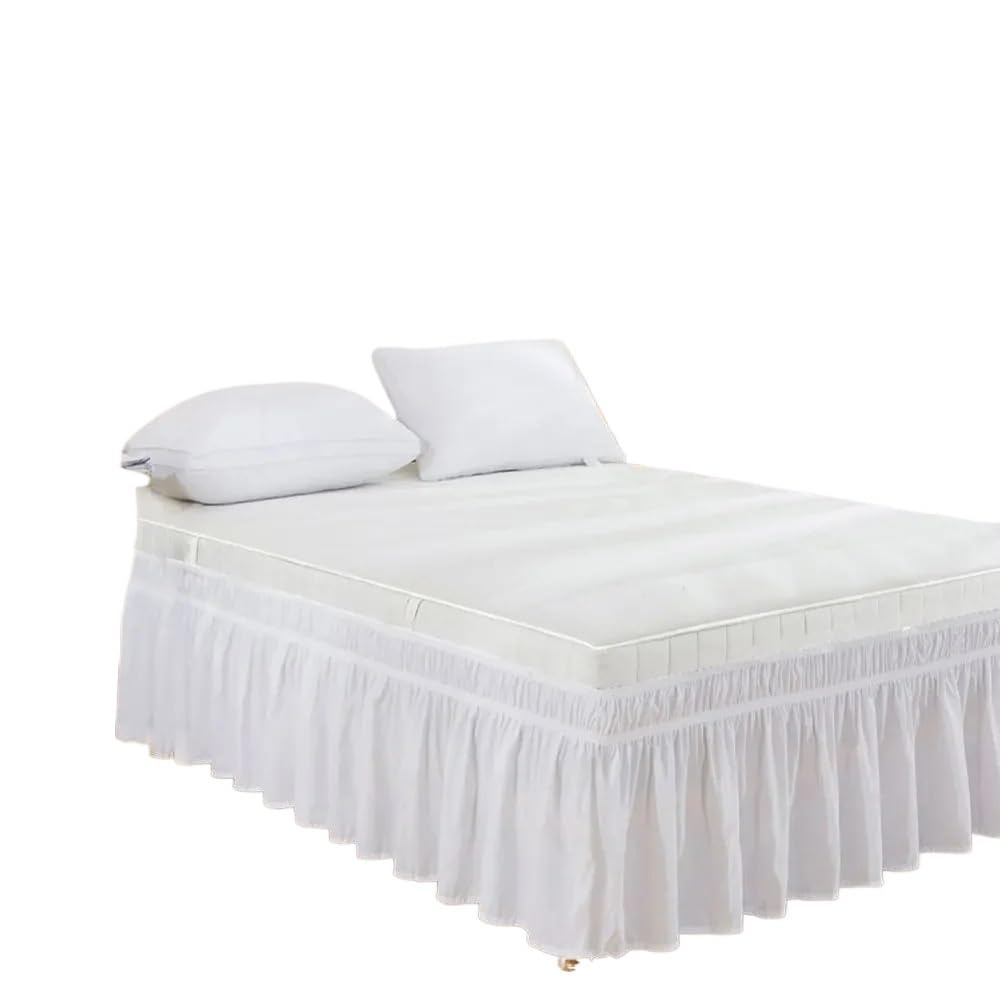 Bed Skirt 1PC Elastic Bed Ruffles Bed Skirt Soft Comfortable Wrap Resistant Bed Cover/Bed Protector Bed Skirts & Valances(White,Twin 99x190cmx38cm)