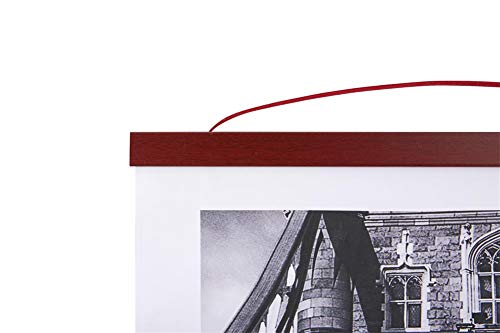 Image of Magnetic Poster Hanger, 18x24 18x12 18x24 Poster Frame Wood Wooden Magnet Print Posters Dowel Scroll Hanger Hangers Hanging Kit for Walls Map Canvas Artwork (Mahogany, 18 inch)