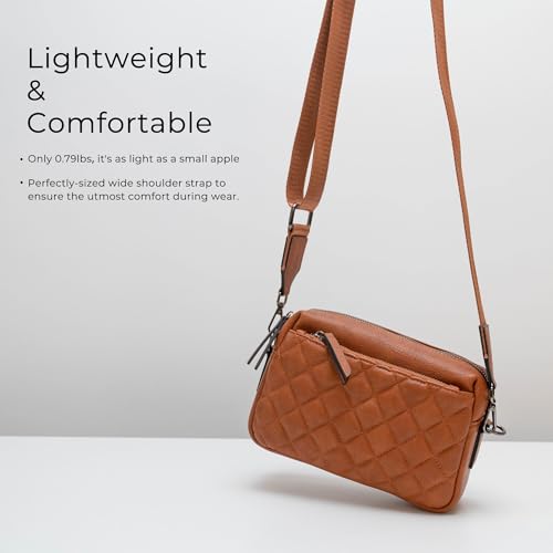 Image of Alldaily Small Triple Zip Crossbody Purse for Women, Vegan Leather Phone Bag with Wide Shoulder Strap