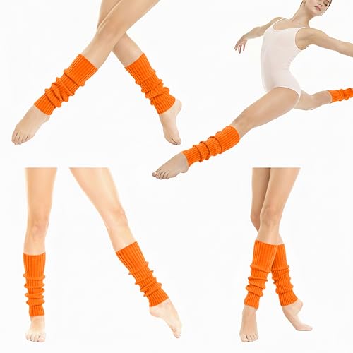 Image of v28 Women Warm Leg Warmers 80s Retro Party Costume Knit Ballet Neon Long Socks