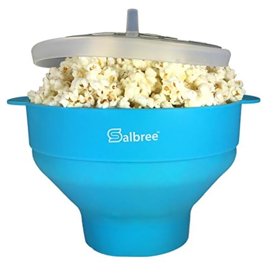 The Original Salbree Microwave Popcorn Popper Machine, Silicone Popcorn Maker, Collapsible Microwavable Bowl - Hot Air Popper - No Oil Required - The Most Colors Available (Turquoise)