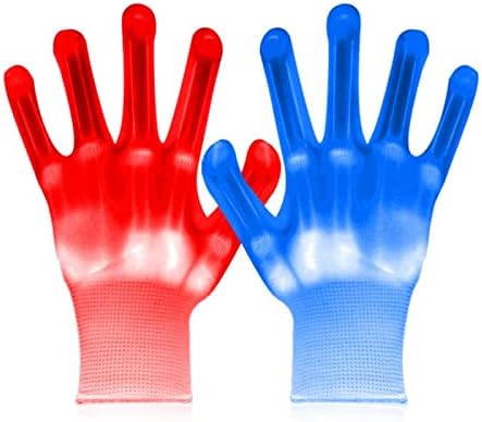 WEICHUANGXIN LED Gloves, 12 Color Changing Flashing Skeleton Gloves, Cool Light Up Costume for Halloween Christmas Birthday Party, Best Gifts for Age 8-14 Years Kids, 1 Pair（Large）…