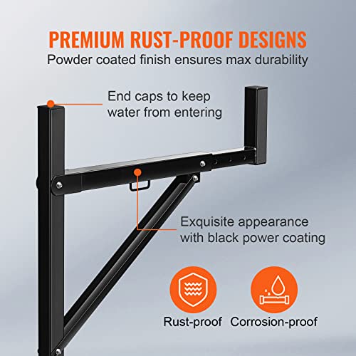 Image of VEVOR Truck Rack, 19-34inch Extendable Truck Ladder Rack, 38.6 inch-43.6 inch Adjustable Height, 250 lbs Capacity Steel Ladder Rack for Truck, Heavy Duty Truck Bed Rack for Kayak, Surfboard, Lumber, Ladder