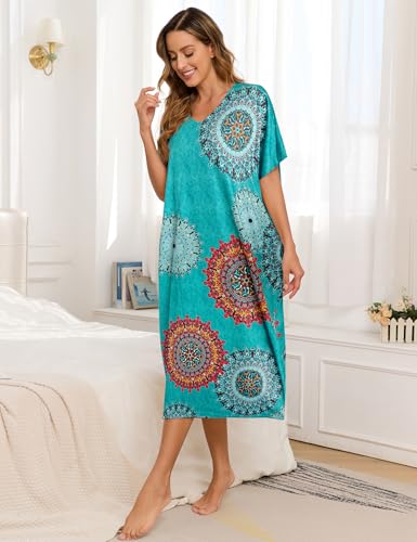Image of Bloggerlove Women's Caftan Nightgown with Pockets, Long House Dress