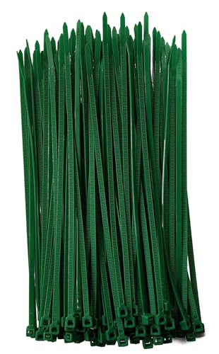 zuizhan Green Cable Ties 200m x 4mm 100 Pack Mini Thin Plastic Garden Zip Ties 40 Lbs Tensile Strength with UV Resistant Nylon Self Locking Tie Wraps for Indoor and Outdoor Use Office