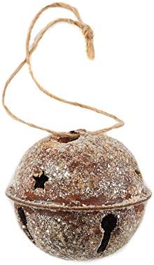 Factory Direct Craft Frosted Rusty Bell-(12 Pieces) These Vintage Look Rusty Frosted Glitter 2-1/2 Inch Jingle Bells Have a Jute String Hanger, Use as a Christmas Tree Ornament or as a Sleigh Bell