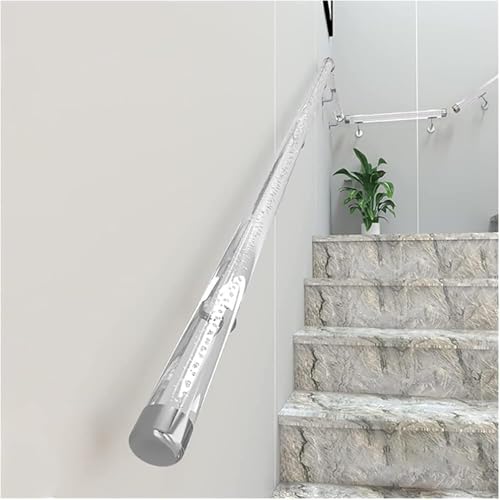 Main courante extérieure ronde en acrylique transparent avec supports argentés