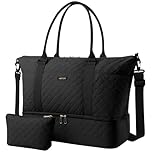 HOTOR Travel Bags for Women - Lightweight Overnight Holdall Bag, Large Carry on Luggage Weekend Bag with Shoe Compartment & Toiletry Bag, Travel Duffel Sport Gym Tote, Black, 34.0 x 45.0 x 20.0 cm