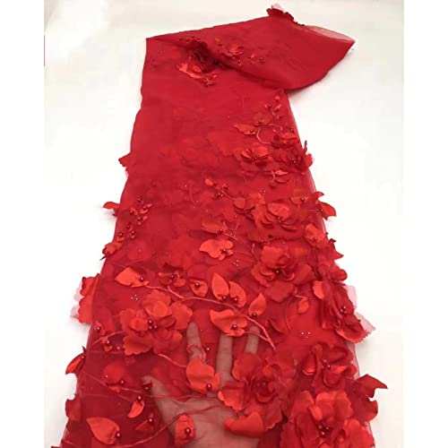Voile de mariée en tulle rouge foncé de 2 mètres aux détails floraux et perlés