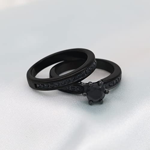 Bridal Sets Black Gold Plated Womens Wedding Ring Sets Green Cz Engagement Ring 2pcs Wedding Band2