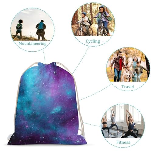 Drawstring Backpack Foldable Draw String Bags Purple Starry Sky Sackpack Sports Gym Bag for Shopping Yoga3
