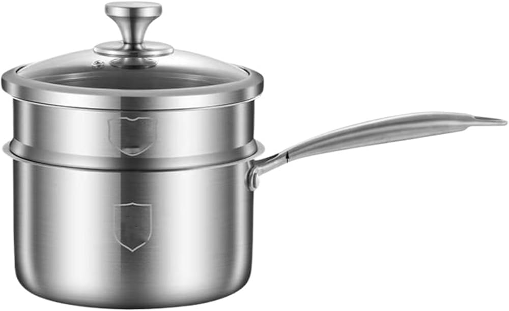 Set di pentole in acciaio inox da 20 cm, con cestello per cottura a vapore, manico in silicone resistente al calore, per uso commerciale all'aperto e a casa, durevole, versatile