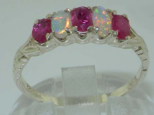 925 Sterling Silver Real Genuine Ruby and Opal Womens Eternity Ring3