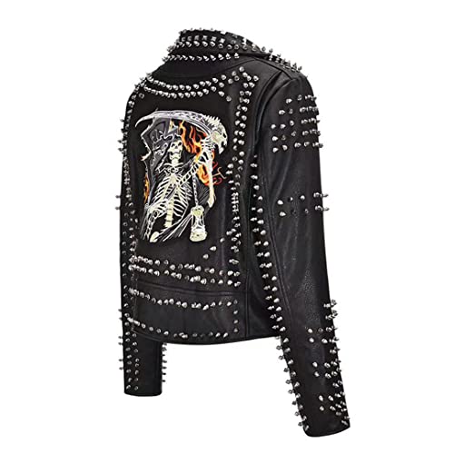 Alloaone Steampunk Rock Rivet Women's Leather Jacket Slim Short Streetwear Gothic PU Leather Locomotive Coat Picture Color M steampunk buy now online Alloaone Steampunk Rock Rivet Women's Leather Jacket Slim Short Streetwear Gothic PU Leather Locomotive Coat Picture Color M steampunk buy now online
