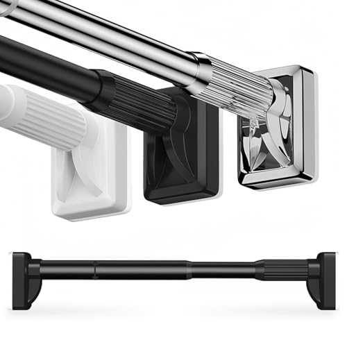 Tension Curtain Rod for Windows, Shower Curtain Rod Adjustable 15 to 192 inch, No Drilling Expandable Tension Rod, Anti-Rust Stainless Steel Bathroom Rod for Closet Living Room(Black,160''-192'')
