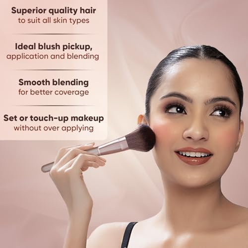 Image of Vega Blush Brush for Powder, Liquid & Cream with Wooden Handle, (MBN-19)