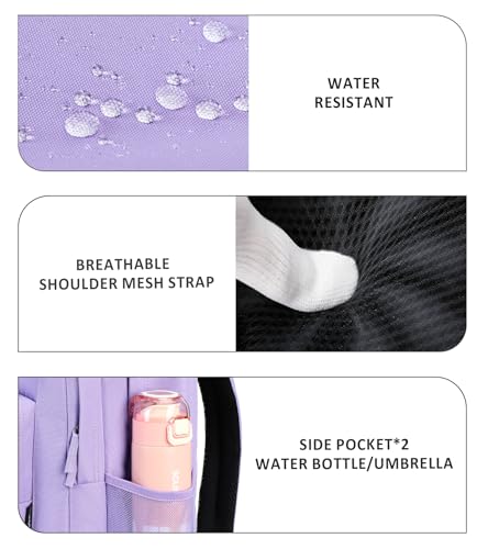 Image of abshoo Girls Solid Color Backpack For College Women Water Resistant School Bag (Light Purple)