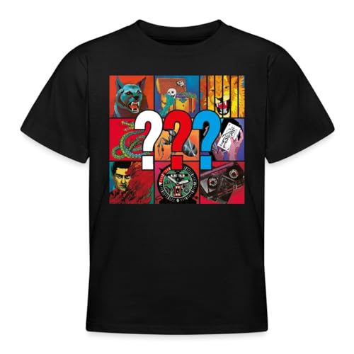 Spreadshirt Die DREI Fragezeichen Covermotive Teenager T-Shirt, 134/146 (9-11 Jahre), Schwarz Spreadshirt Die DREI Fragezeichen Covermotive Teenager T-Shirt, 134/146 (9-11 Jahre), Schwarz