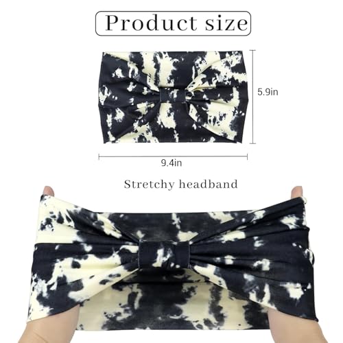 Image of Awumbuk Wide Headbands for Women Knotted No Slip Head Bands Soft Turban Headband Hair Accessories Boho African Solid Color Head Wraps for Women Yoga Workout (Purple)