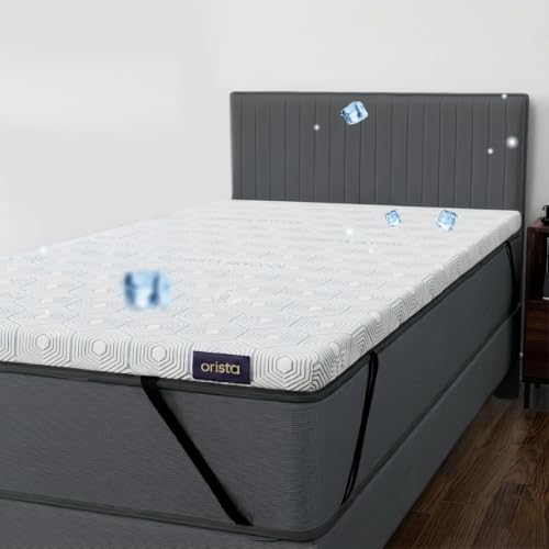 Image of Orista CoolTech Mattress Topper - Self-Cooling Fabric Technology, Up to 4C Cooler Than Regular Fabric | Plush Comfort & Pressure Relief | Breathable Airflow Design | Secure Fit Elastic Straps
