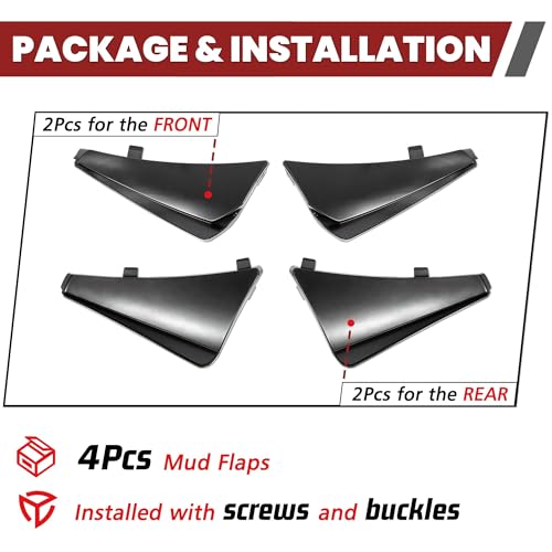 Image of Kojem 4Pcs Front & Rear Splash Guard Mud Flaps Compatible with 2020-2025 Chevy Chevrolet Corvette C8 Replacement for 84263453 84263457 Extended Mudflaps Wheels Fender Protectors Black