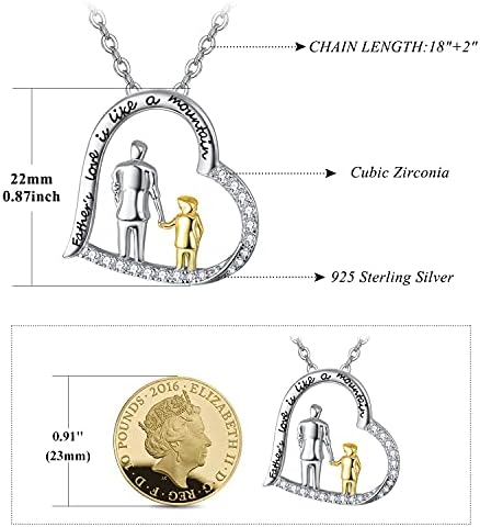 praymos Daughter Necklace from Dad 925 Sterling Silver Father Memorial Necklace Love Heart Pendant Jewellery Gifts for Women Girls with 18'' +2'' Silver Chain