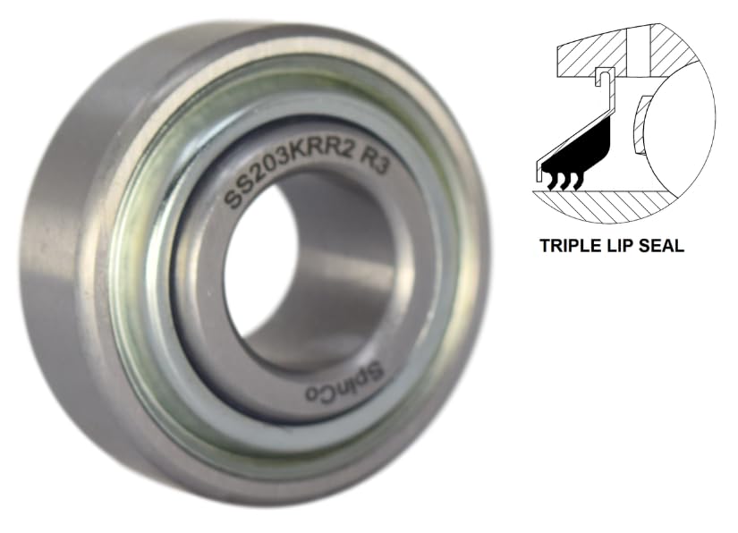 (Pack of 4) SpinCo Timpte Low Torque Hopper Door Bearing 0.625 x 1.57 inches (035-48978); Made of Stainless Steel & a Triple Lip Seal for Extreme Conditions; SS203KRR2R3