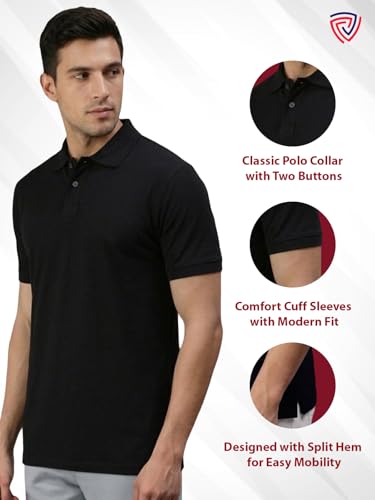 Image of Lux Cozi Men's Cotton Solid Polo Tshirt | Collar Tshirts | Half Sleeves | Stylish & Premium All Day Wear | Pack of 1