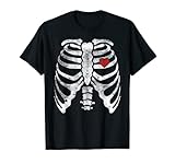 Heart Rib Cage X-Ray Adult Kids Funny Halloween Skeleton T-Shirt