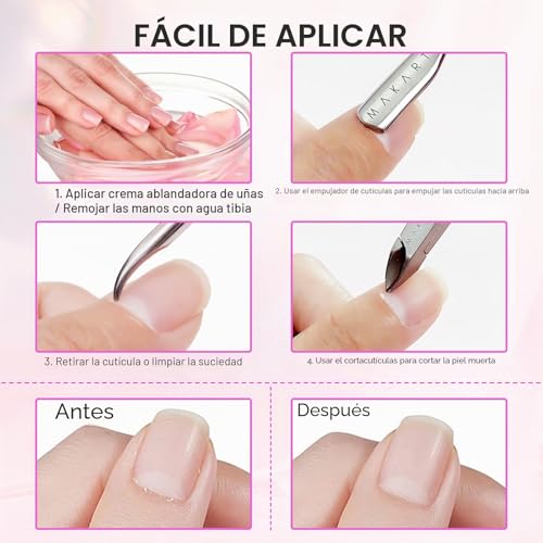 Miniatura 7 de Makartt Corta Cuticulas Profesional - Alicates Cuticulas Cortador Y Removedor De Cuticulas Del Acero Con Cortacutículas De Acero Inoxidable, Empujador De Cutículas De Doble Extremo Y Raspador