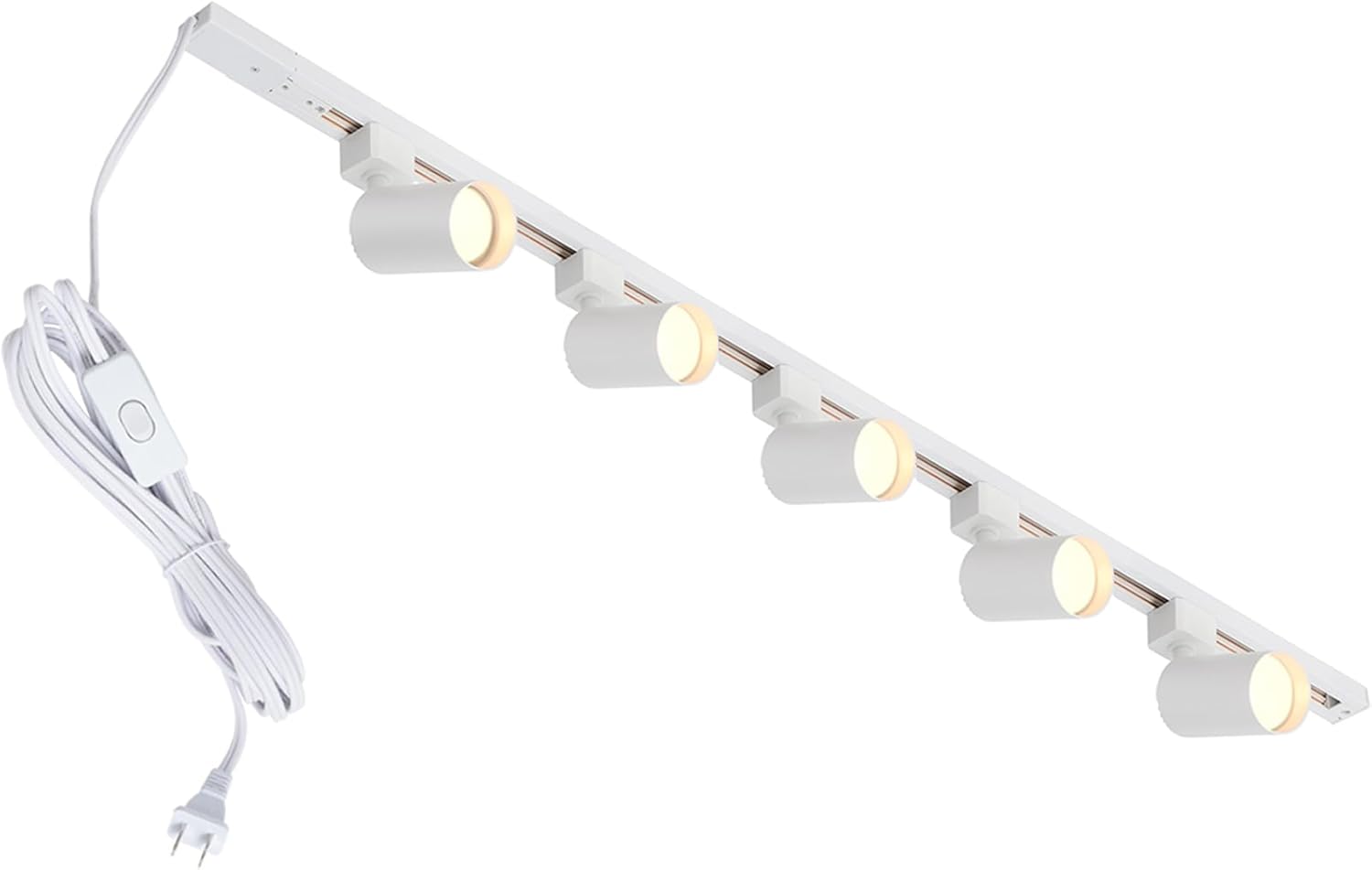 Plug in Track Lighting with Power Cord, 5-Light LED Track Lighting Kit with 39in Rail, Modern Kitchen GU10 Track Lighting Fixtures Plug in Ceiling Light with 13FT Plug Cord, White (No Bulbs)