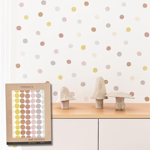 TRESXICS Pegatinas Pared Decorativas Infantiles Lunares a Lápiz, 70 Piezas, Vinilo Adhesivo Pared Original y Duradero, Efecto de Papel Pintado Infantil, Fácil Aplicación y Removible (Rosa)