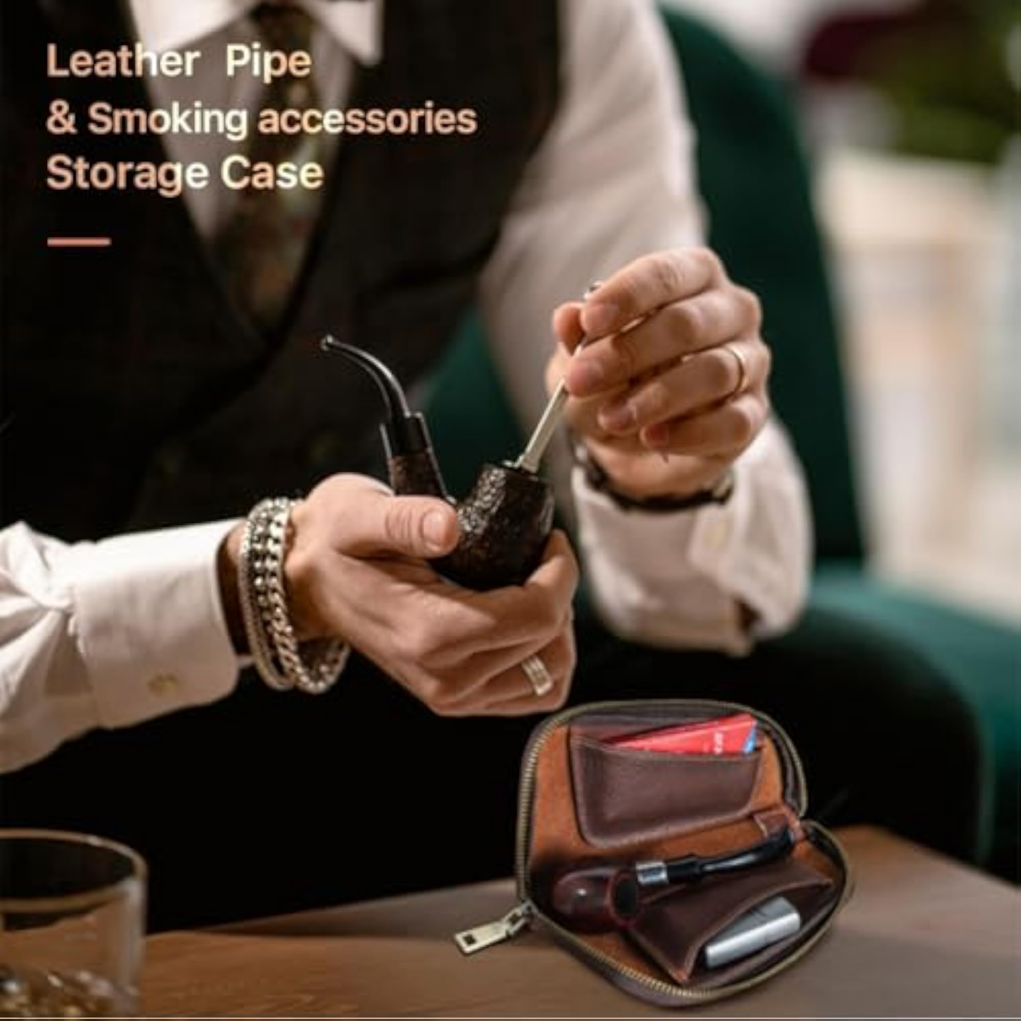 Genuine Leather Pipe Case for Tobacco Pipes