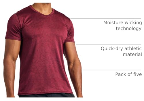 5 Pack Men's Dry Fit V Neck Workout T Shirts Athletic Gym Fitness Tees