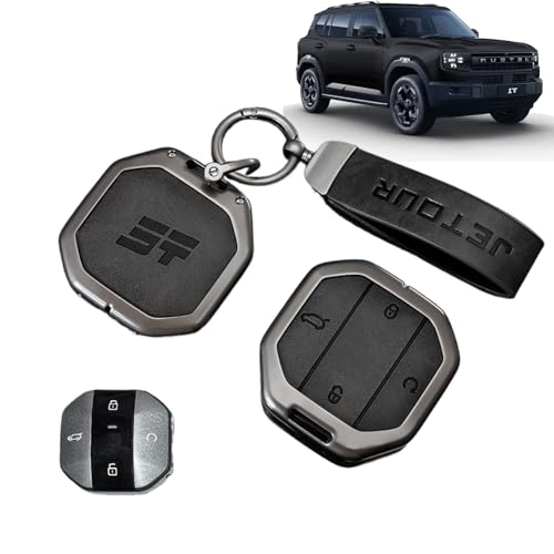Zuooiec Alloy Key Cover for Jetour T1 T2 2025-2026 | Durable Anti-Fall & Wear-Resistant Key Protector Case | Car Keychain Accessory Compatible with Jetour T1 Traveller Keys (Black)