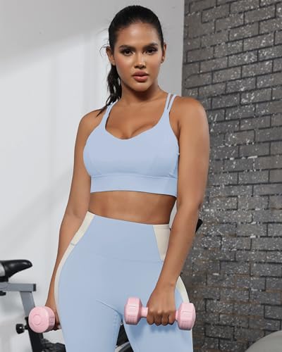 Image of Grace Form Sports Bra for Women Strappy Medium Support Push Up Padded Sports Bra for Running Workout Bra Yoga Bra