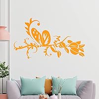 Kiwistar Adesivo Murale Decorativo Farfalla Ibisco Fiori - 41_Pink, 30x21 Cm - Sticker Da Parete Fai Da Te Per Soggiorno E Cameretta