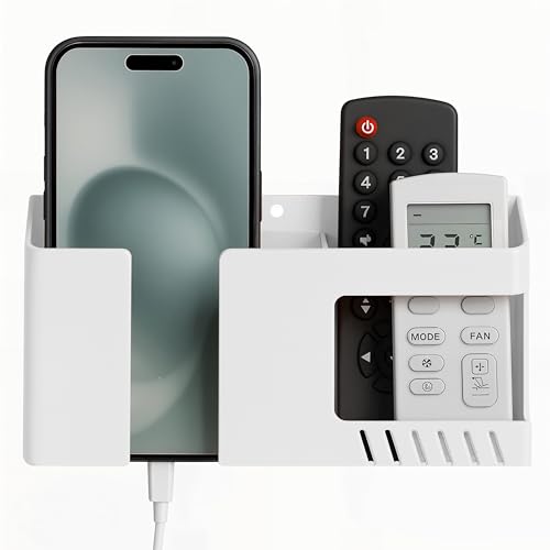 Image of WALLVIEW TECH Mobile Phone Charging Stand, Multi-Functional Storage Holder, Bedside Fixed Rack, Bedroom, Office Accessories, Portable Electronic Devices (White)