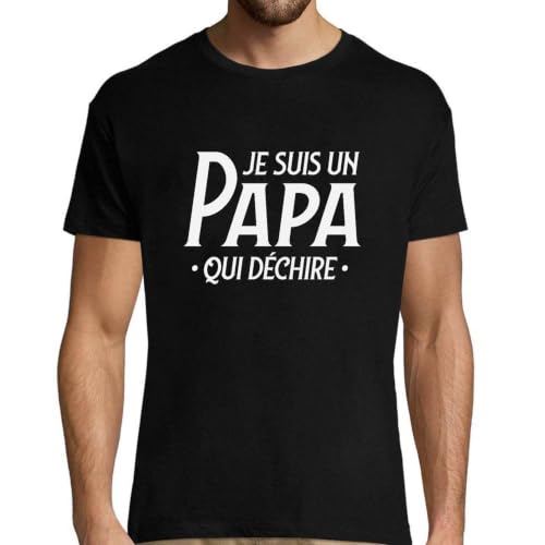 T-Shirt Homme Papa Qui Déchire le Cadeau Humour Rempli de Fierté Paternelle