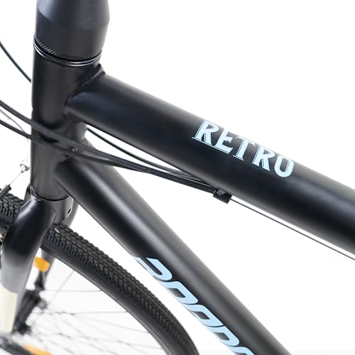 Image of ROADGIANT Retro 700 C | Hy-Bird City Bike | Steel Alloy Frame Bicycle | V- Brakes | 21 Speed Shimano | Rigid Fork | Unisex Bike |for All-Terrain Riding (Matt Black)