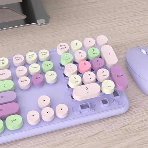 Image of UBOTIE Colorful Wireless Keyboard and Mouse Combo (Purple-Colorful)
