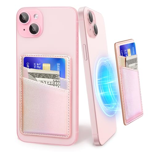 SHANSHUI Magnetic Wallet Compatible for Magsafe, PU Leather Power Magnet Card Holder for Back of Phone Wallet 2 Card Slots Compatible for iPhone 15/14/ 13/12 Series
