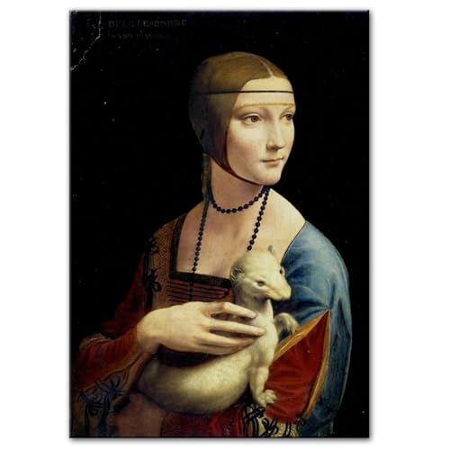 Toile La Dame à l'hermine de Léonard de Vinci pour décoration de salon chic et moderne