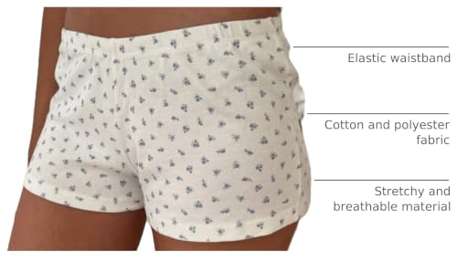 Image of Womens Y2K Pajama Shorts Low Waist Striped Floral Lounge Boxers Pj Bottoms Comfy Sleep Shorts