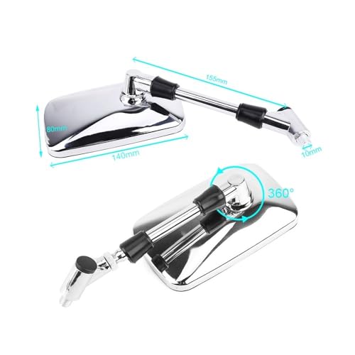 Espejo retrovisor de moto con vision clara rectangular de 10mm universal 3